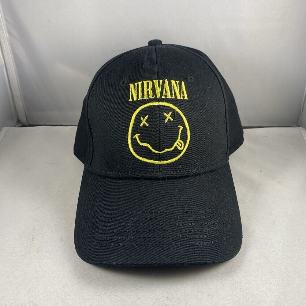 Nirvana Snapback Hat Cap Black Smiley Face Logo Licensed 2023